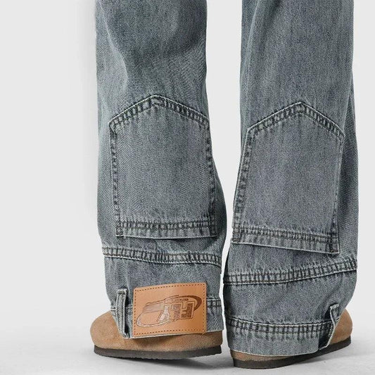 High street fashion baggy jeans reverse pocket design