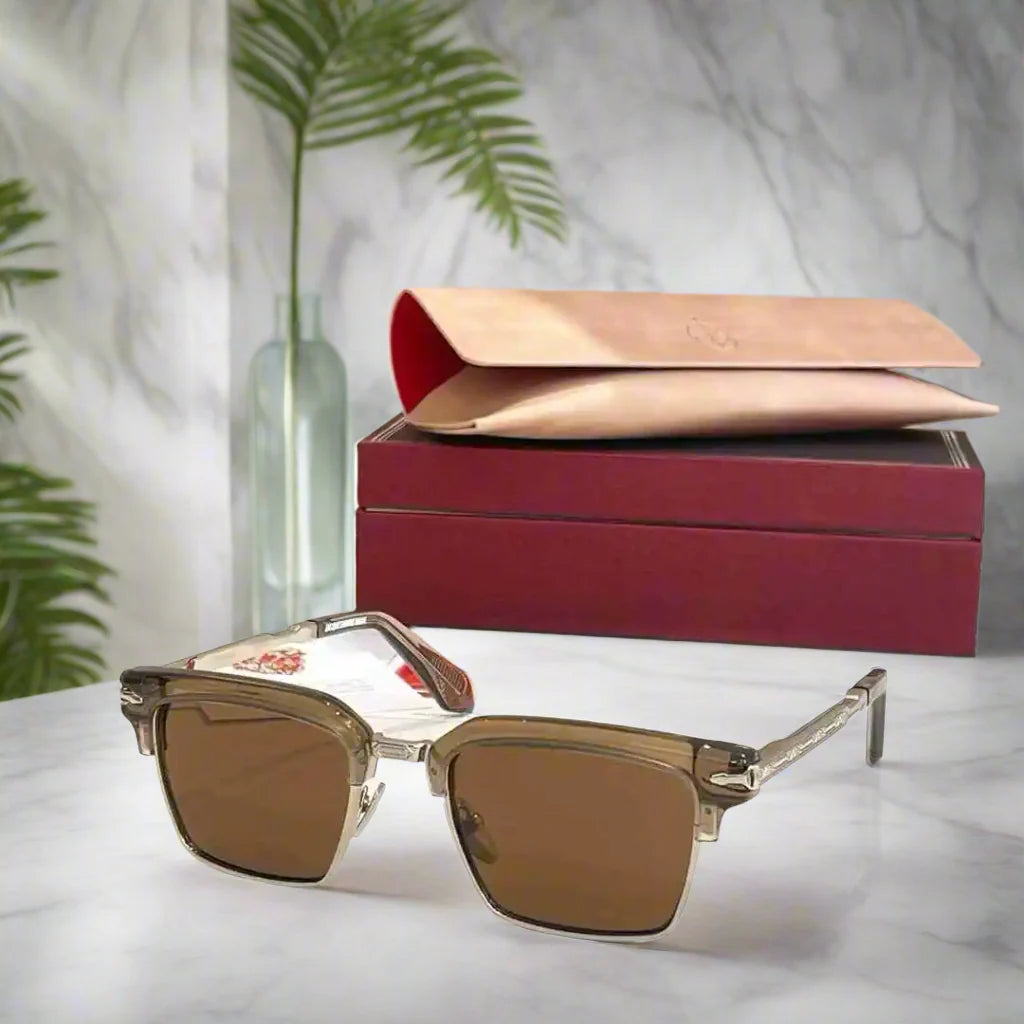 jacques marie mage ALIN vintage half rim sunglasses alloy acetate retro style