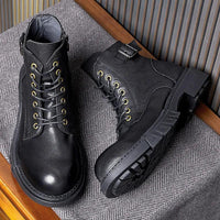 Classic handmade vintage leather ankle boots genuine leather