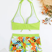 Bikini set short swimsuit women high waist swimwear printed beachwear