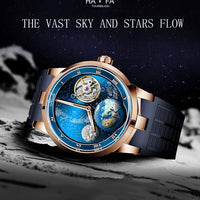 Haofa luxury men watch carrousel sapphire starry dial mechanical wristwatch