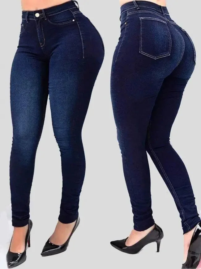 women high waist shaping jeans solid color skinny denim fit street style