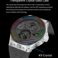 Haofa k9 watermelon crystal watch luxury skeleton tourbillon watch sapphire glass