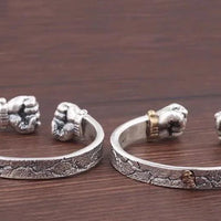 Masculine Fist Shaped Bracelet for Mens Vintage Solid 925 Silver Bangles Classic Jewelry