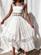 Boho style girl dress white cotton lace sleeveless long summer