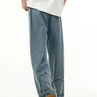 High street fashion baggy jeans reverse pocket design