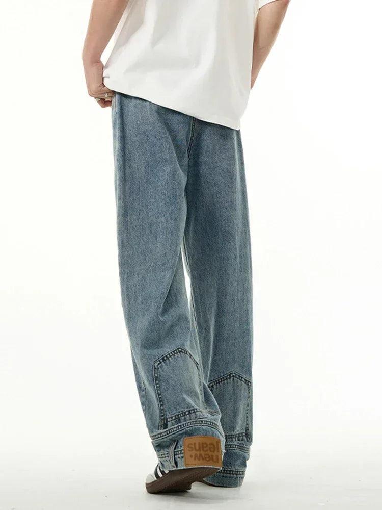 High street fashion baggy jeans reverse pocket design