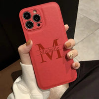 Your name letter case on iPhone case luxury leather cover