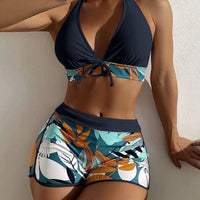 Bikini set short swimsuit women high waist swimwear printed beachwear