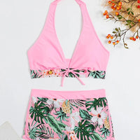 Bikini set short swimsuit women high waist swimwear printed beachwear