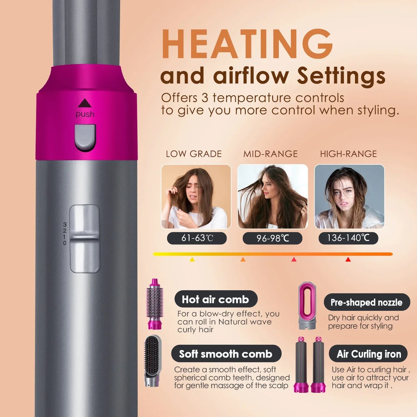 5 in 1 Hair set professional curling iron hair straightener styling
