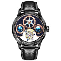 IDEAL KNIGHT blue earth tourbillon watch luxury skeleton automatic timepiece