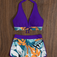 Bikini set short swimsuit women high waist swimwear printed beachwear