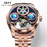 IDEAL KNIGHT blue earth tourbillon watch luxury skeleton automatic timepiece