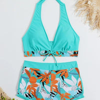 Bikini set short swimsuit women high waist swimwear printed beachwear