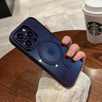 Luxury safe transparent case for iphone,Wireless charge magnetic bumper cover
