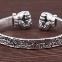 Masculine Fist Shaped Bracelet for Mens Vintage Solid 925 Silver Bangles Classic Jewelry