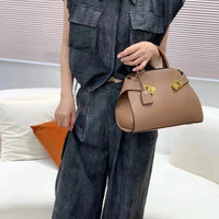 Ari modern classic shell bag – soft structured style double lock charm