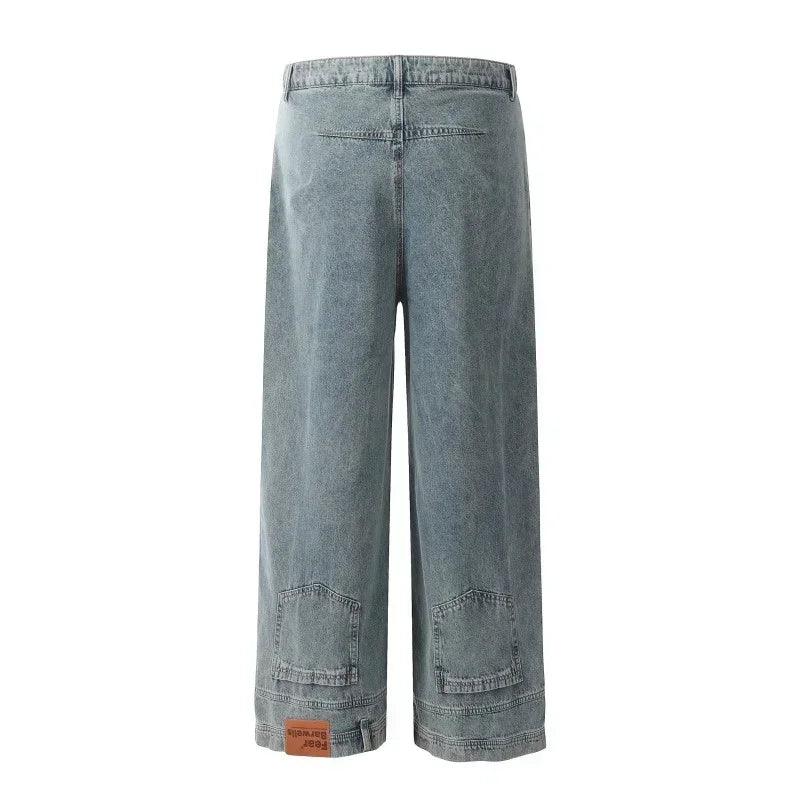 High street fashion baggy jeans reverse pocket design