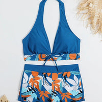 Bikini set short swimsuit women high waist swimwear printed beachwear