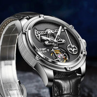 Men leather mechanical watch auto movement, sapphire glass
