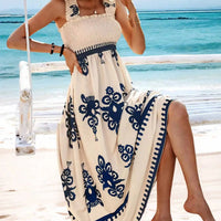 Girls floral long dress beach summer street style dress
