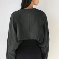 Loose fit round neck crop sweater women Short