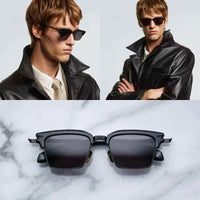 jacques marie mage ALIN vintage half rim sunglasses alloy acetate retro style