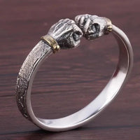 Masculine Fist Shaped Bracelet for Mens Vintage Solid 925 Silver Bangles Classic Jewelry