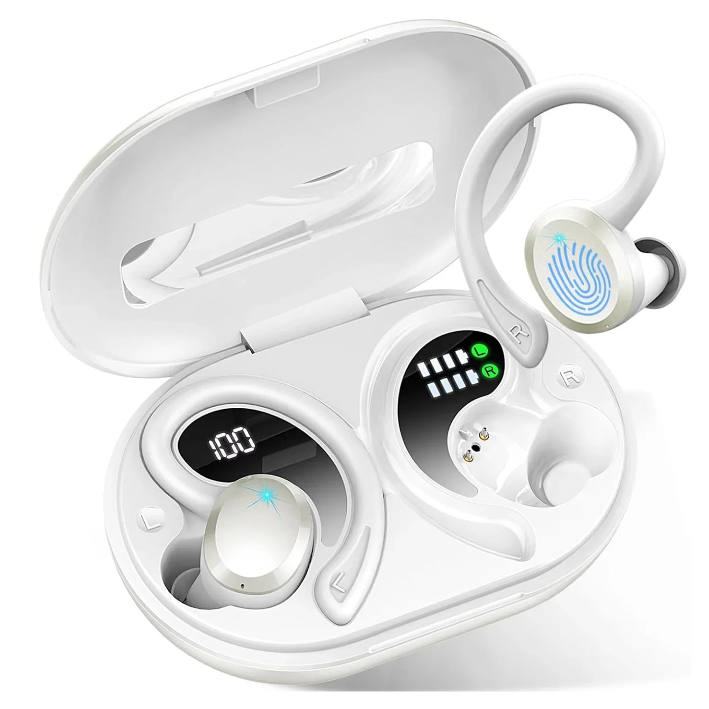 Wireless Earbuds, Bluetooth 5.3 On-Ear Headset, Noise Cancelling Mic, 48H Playtime Sports Headphones for Workout/Running.
