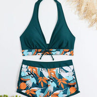 Bikini set short swimsuit women high waist swimwear printed beachwear