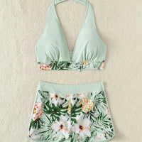 Bikini set short swimsuit women high waist swimwear printed beachwear