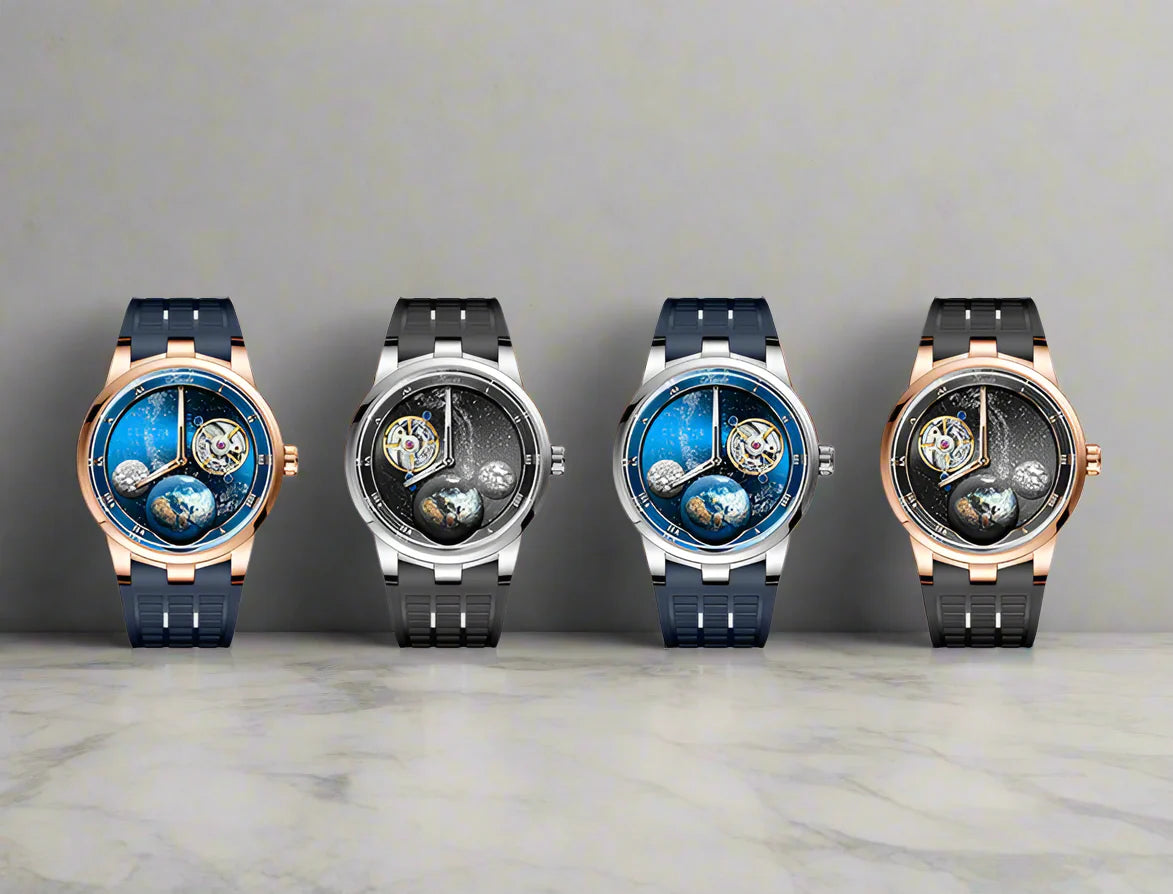 Haofa luxury men watch carrousel sapphire starry dial mechanical wristwatch