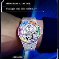 Haofa k9 watermelon crystal watch luxury skeleton tourbillon watch sapphire glass