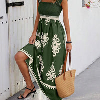 Girls floral long dress beach summer street style dress