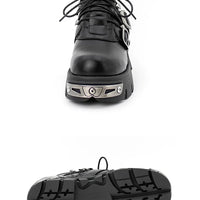 Dark punk style boots leather metal niche street style