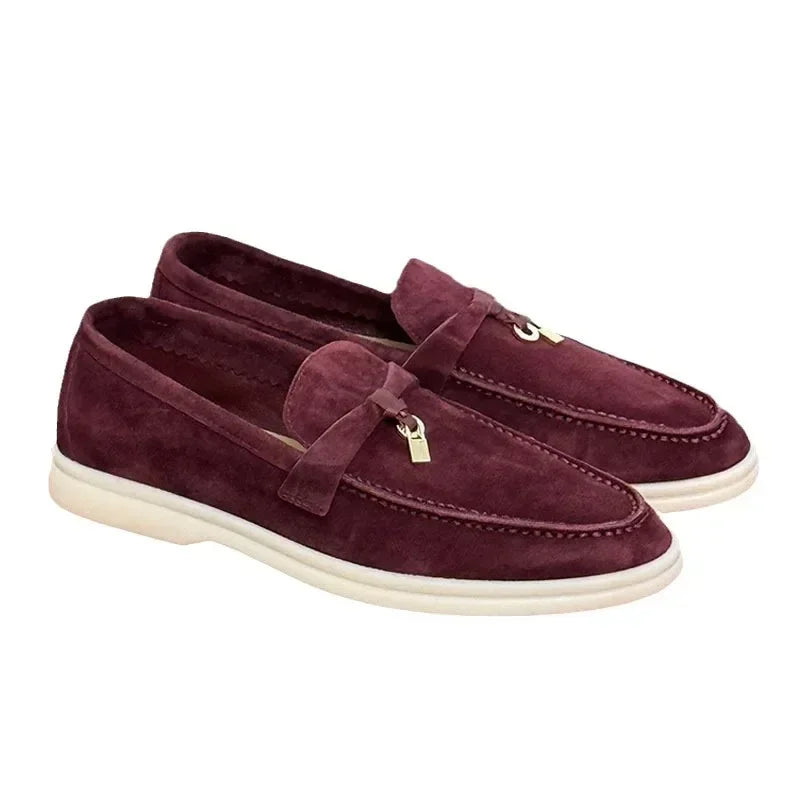 Classic british style loafers – flat fringe shoes with metal buckle