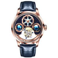 IDEAL KNIGHT blue earth tourbillon watch luxury skeleton automatic timepiece