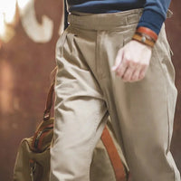 maden adjustable high waist khaki cargo pants vintage style for men