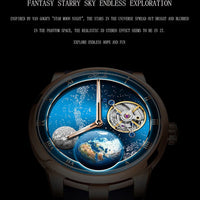 Haofa luxury men watch carrousel sapphire starry dial mechanical wristwatch