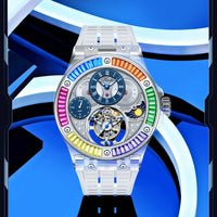 Haofa k9 watermelon crystal watch luxury skeleton tourbillon watch sapphire glass