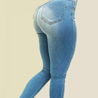 women high waist shaping jeans solid color skinny denim fit street style