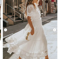Boho style girl dress white cotton lace sleeveless long summer