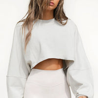 Loose fit round neck crop sweater women Short