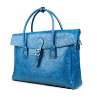 Vintage flower carved leather bag  single shoulder briefcase & business satchel