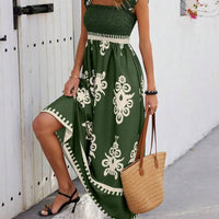 Girls floral long dress beach summer street style dress
