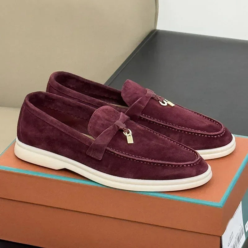 Classic british style loafers – flat fringe shoes with metal buckle