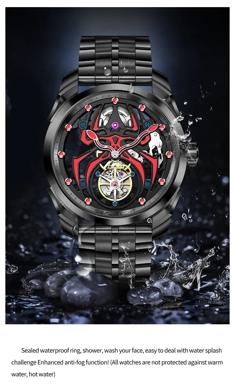 IDEAL KNIGHT automatic tourbillon skeleton flywheel luxury mechanical watch