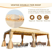 Doppel Dach Patio Gartenzelt, 10x20 Stahlgestell mit Netz und Vorhängen