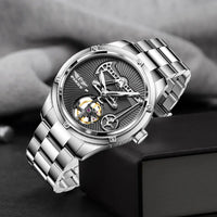 Men leather mechanical watch auto movement, sapphire glass